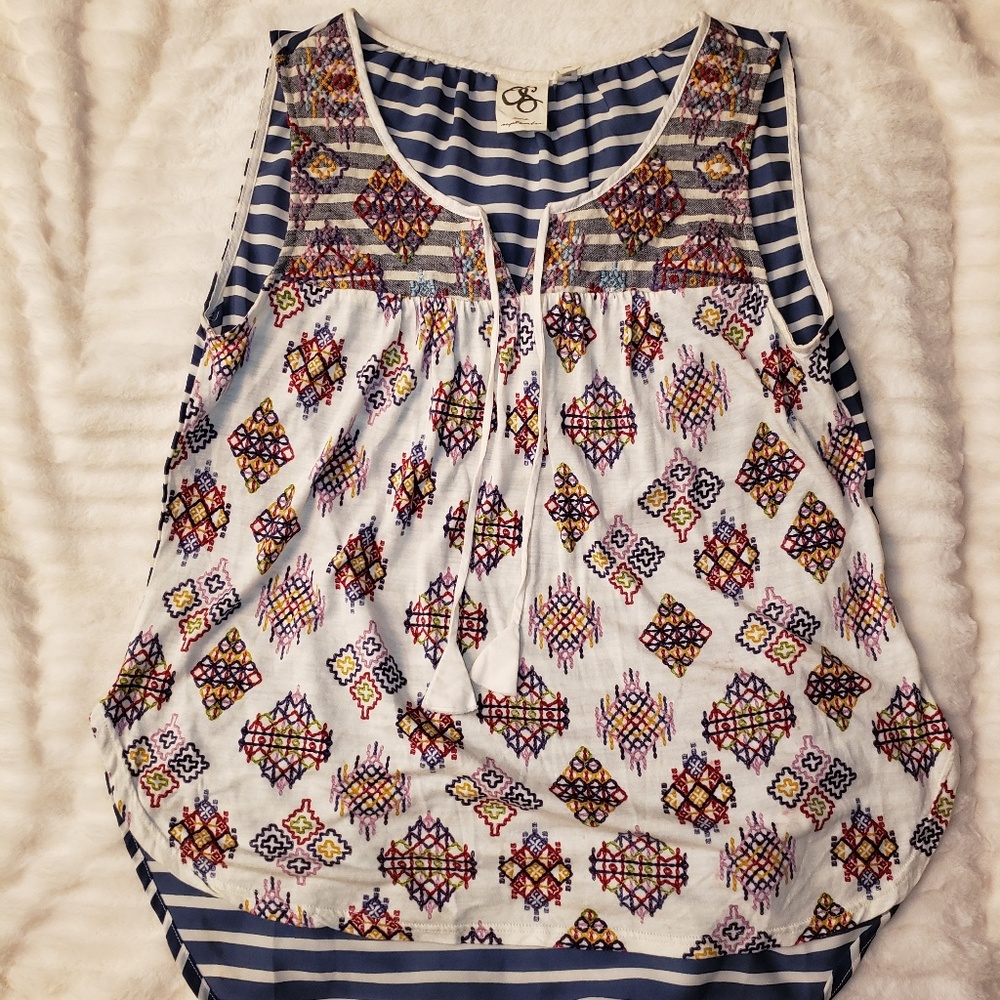 One September Tribal Embroidered/Print Tank - Picture 1 of 7